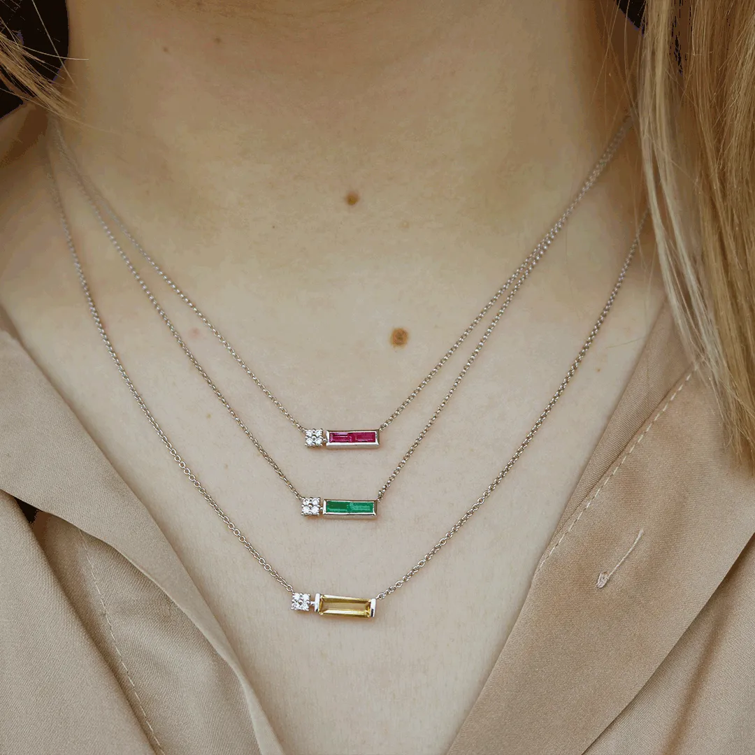 0.05ctw Diamond and Emerald Necklace