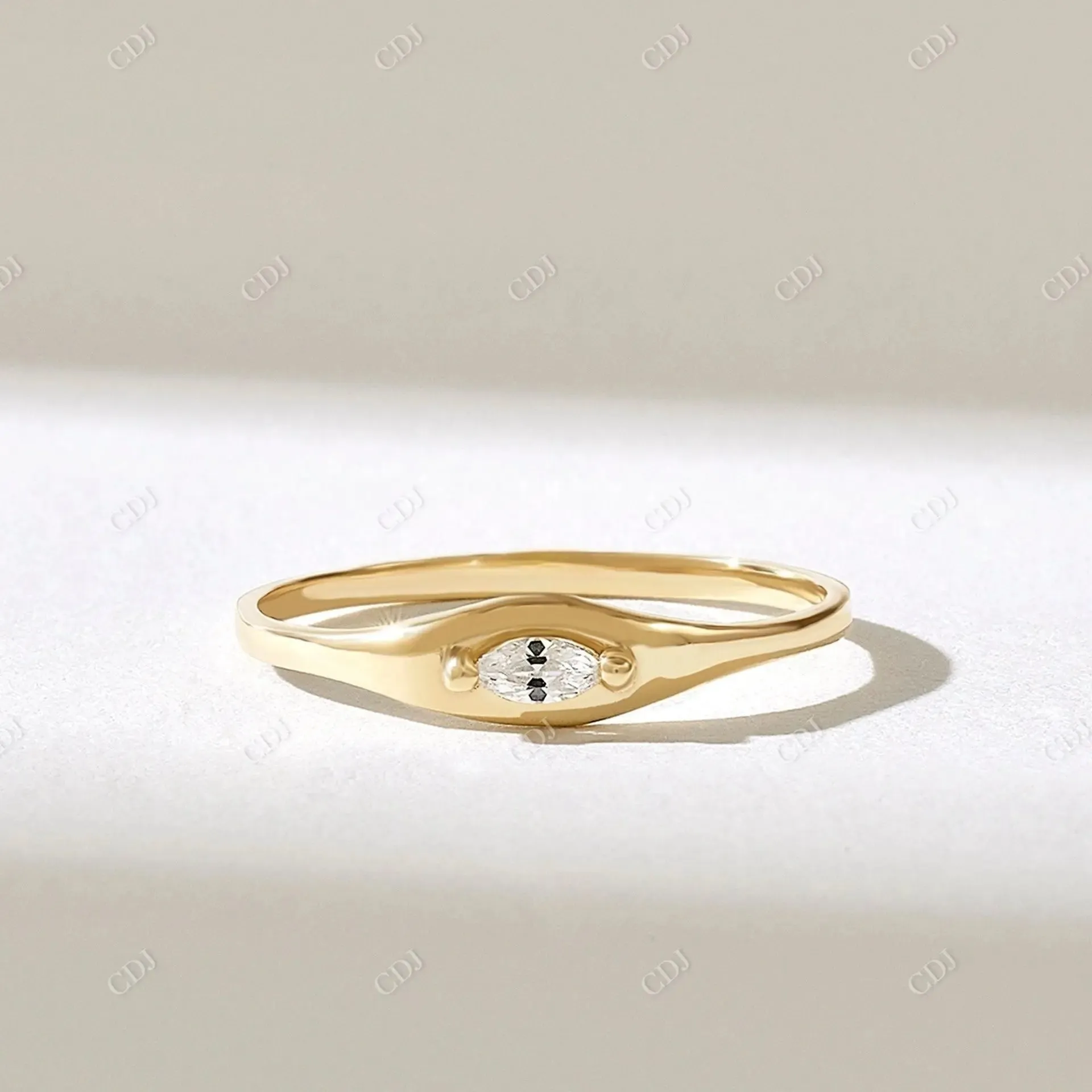 0.06CTW East West Marquise Diamond Signet Engagement Ring