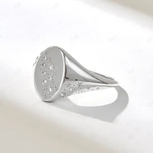 0.09CTW Real Diamond Celestial Signet Ring
