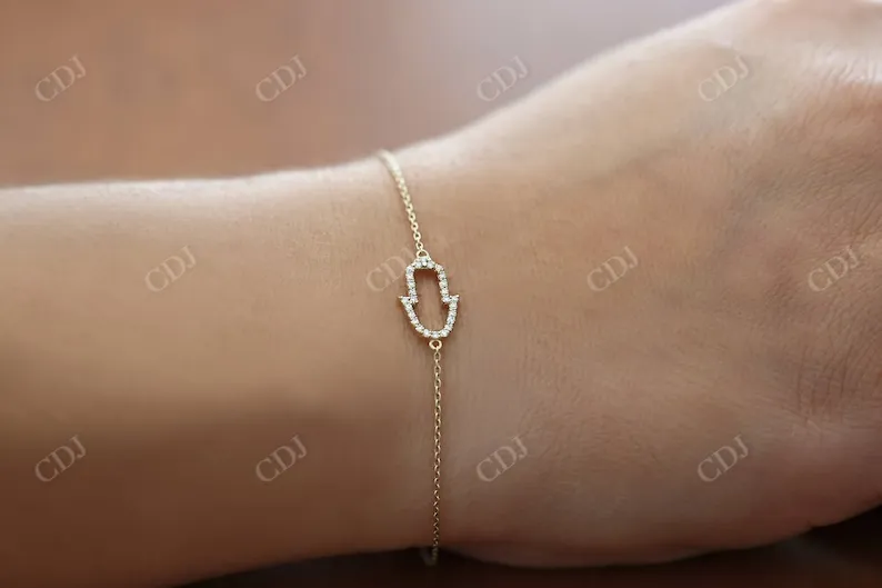 0.16CTW Moissanite Hamsa Diamond Bracelet