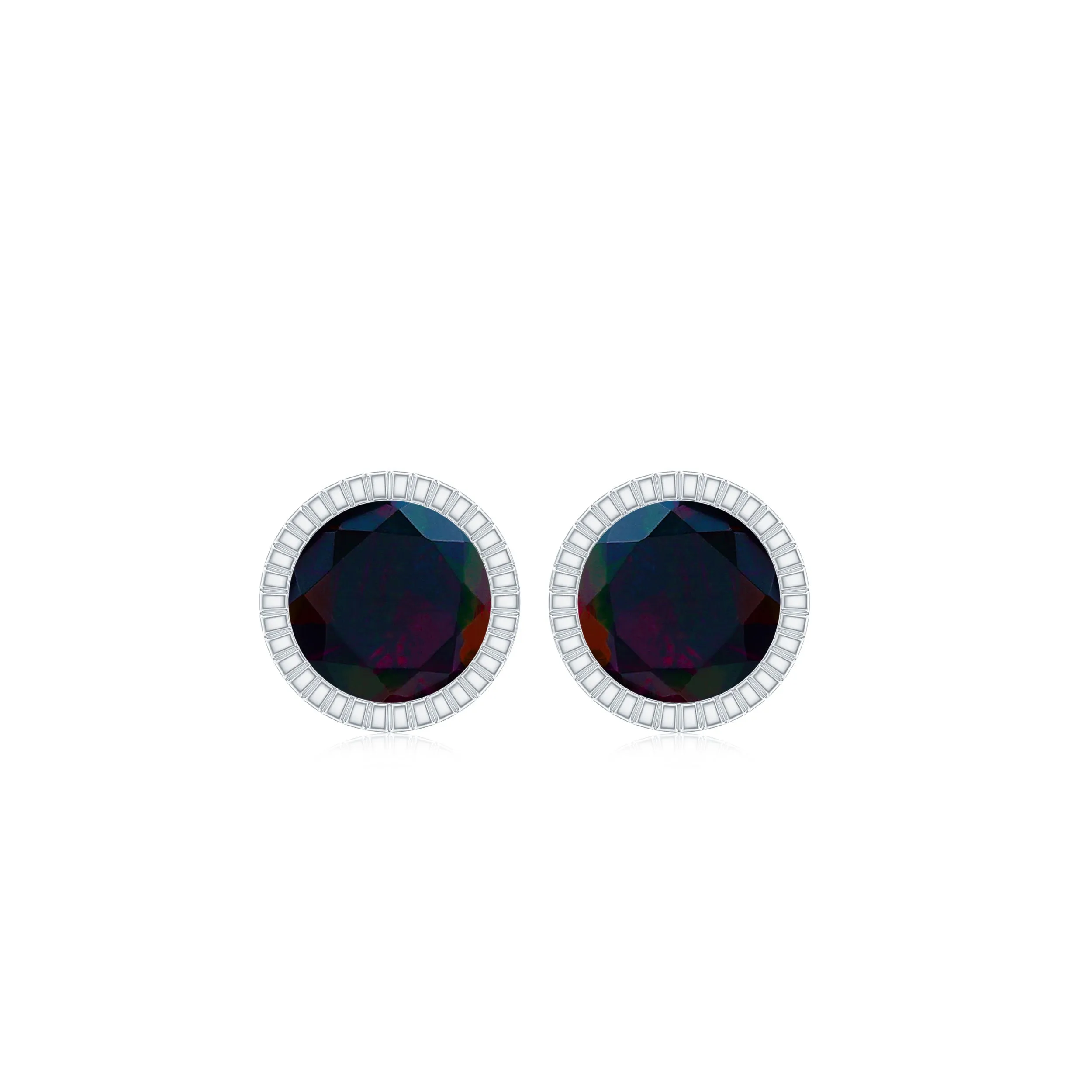 0.5 CT Bezel Set Round Black Opal Solitaire Stud Earrings in Gold