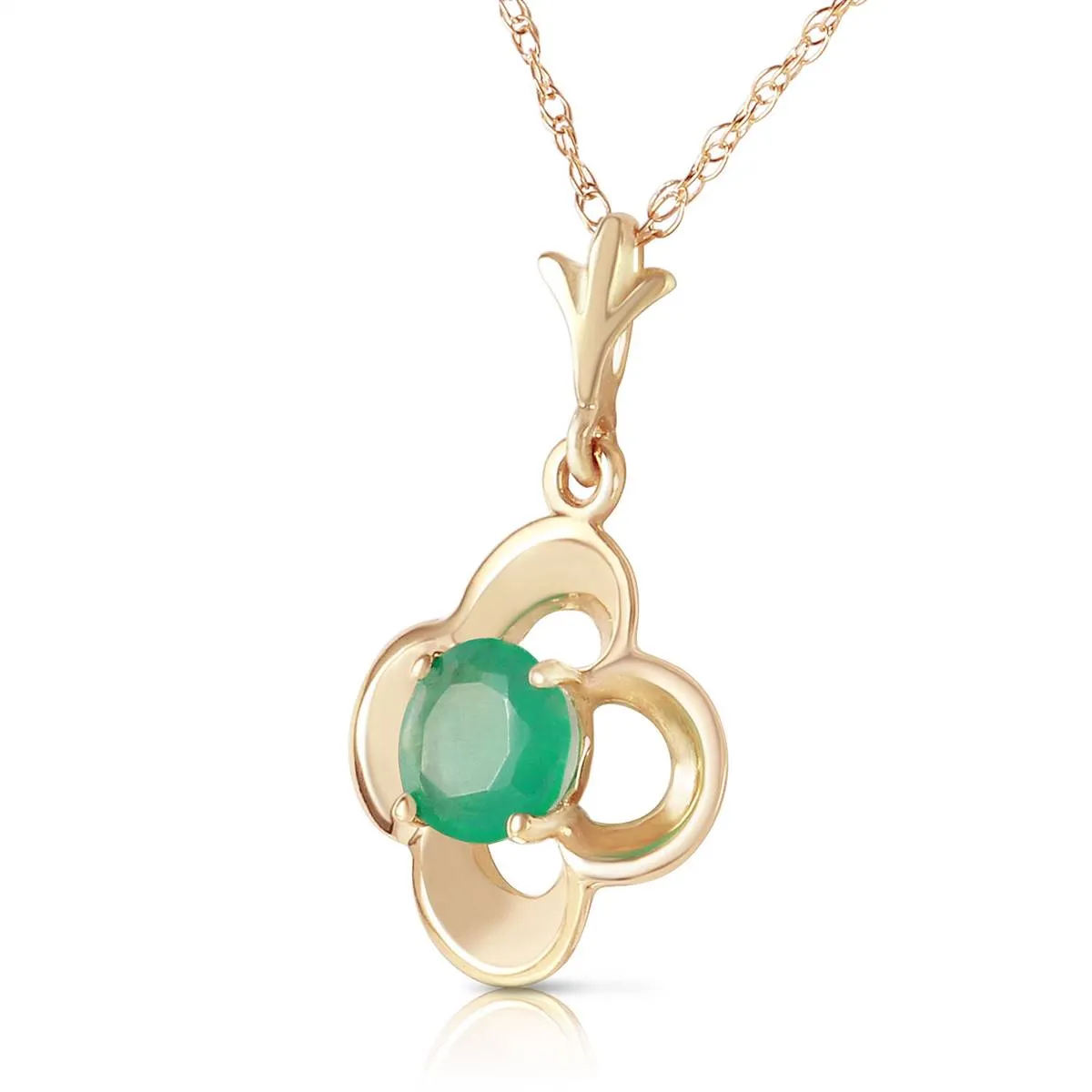 0.55 Carat 14K Solid Yellow Gold Everything Flows Emerald Necklace