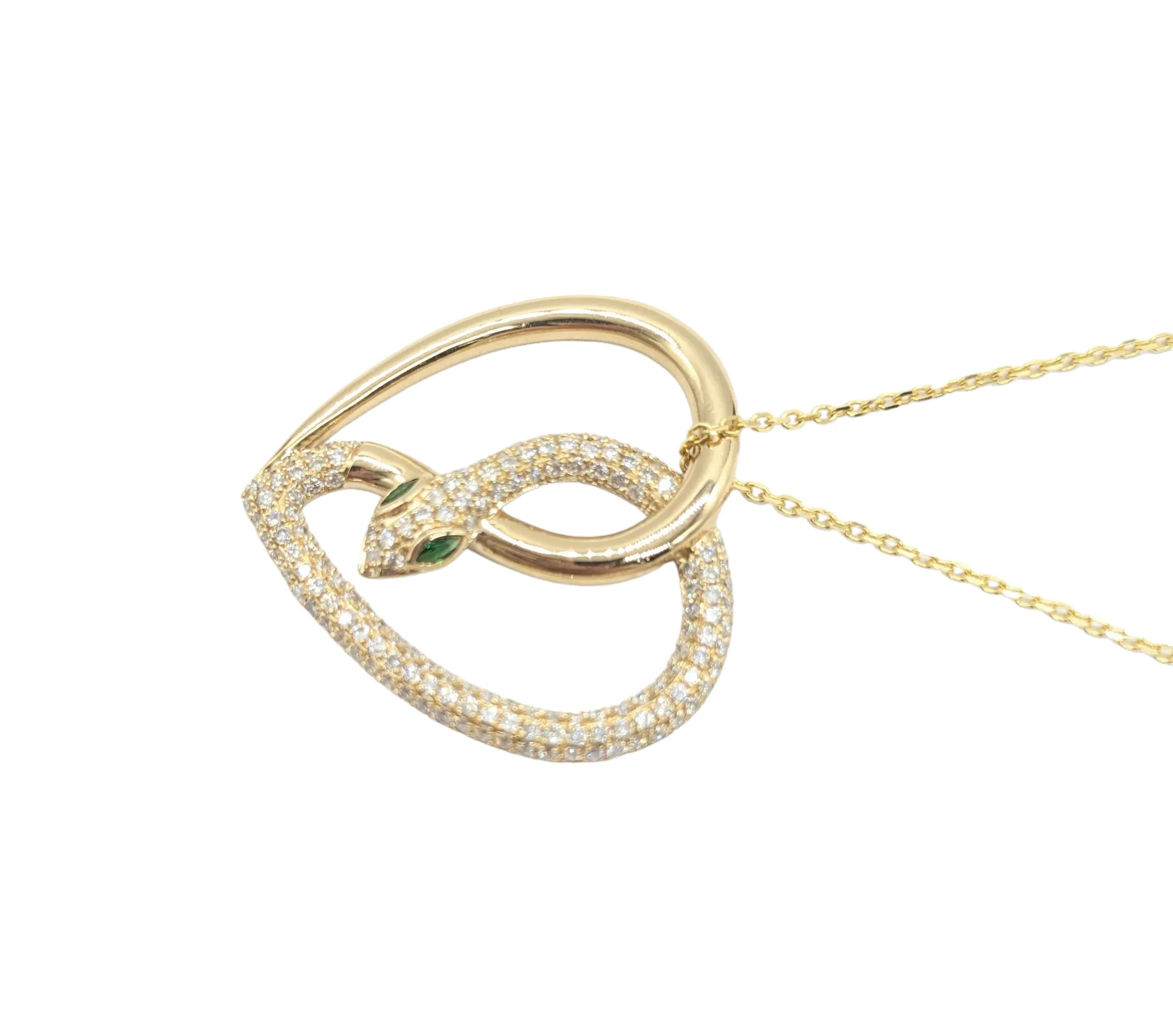 1 Carat Diamond Heart Snake Pendant W/Chain