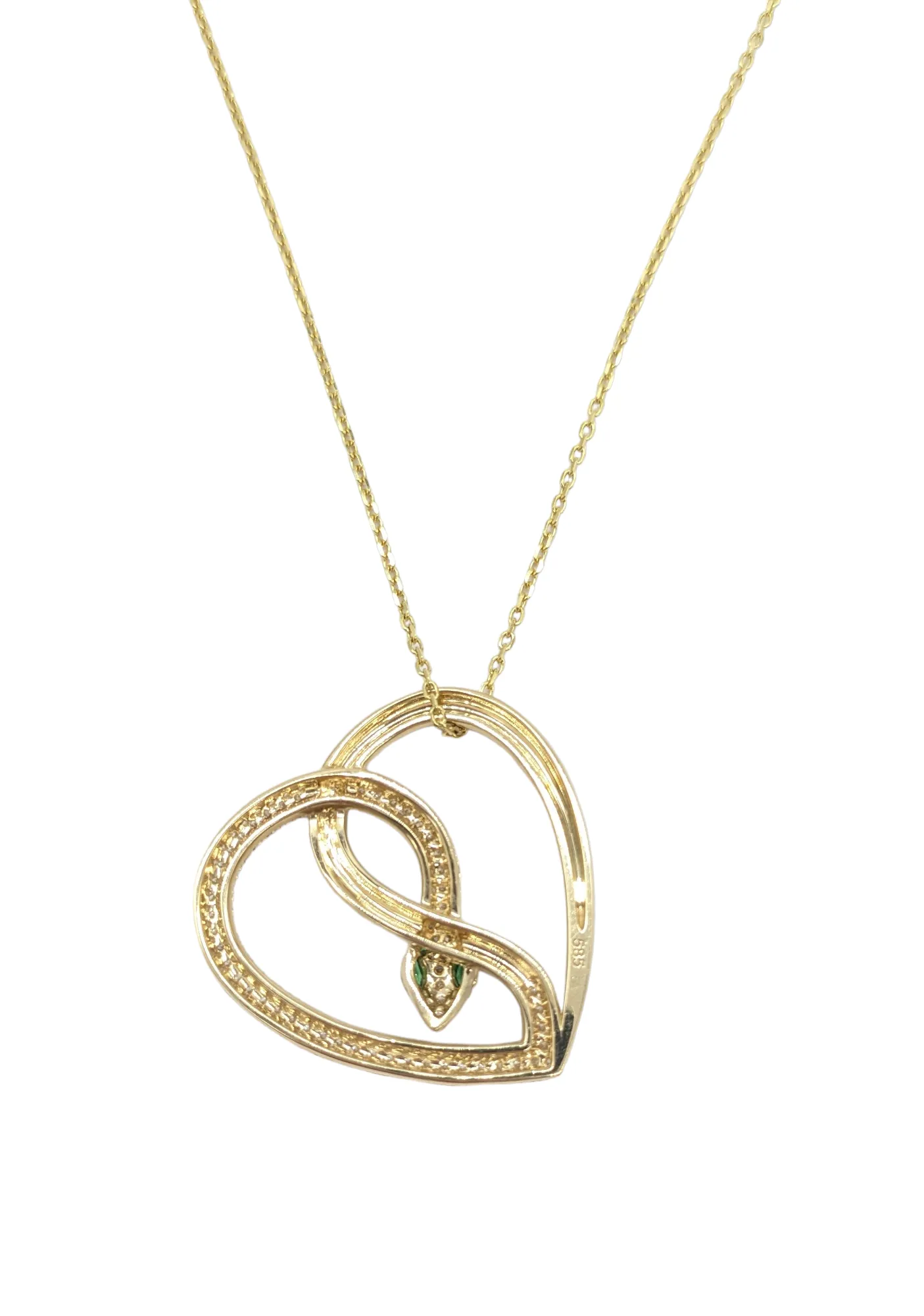 1 Carat Diamond Heart Snake Pendant W/Chain