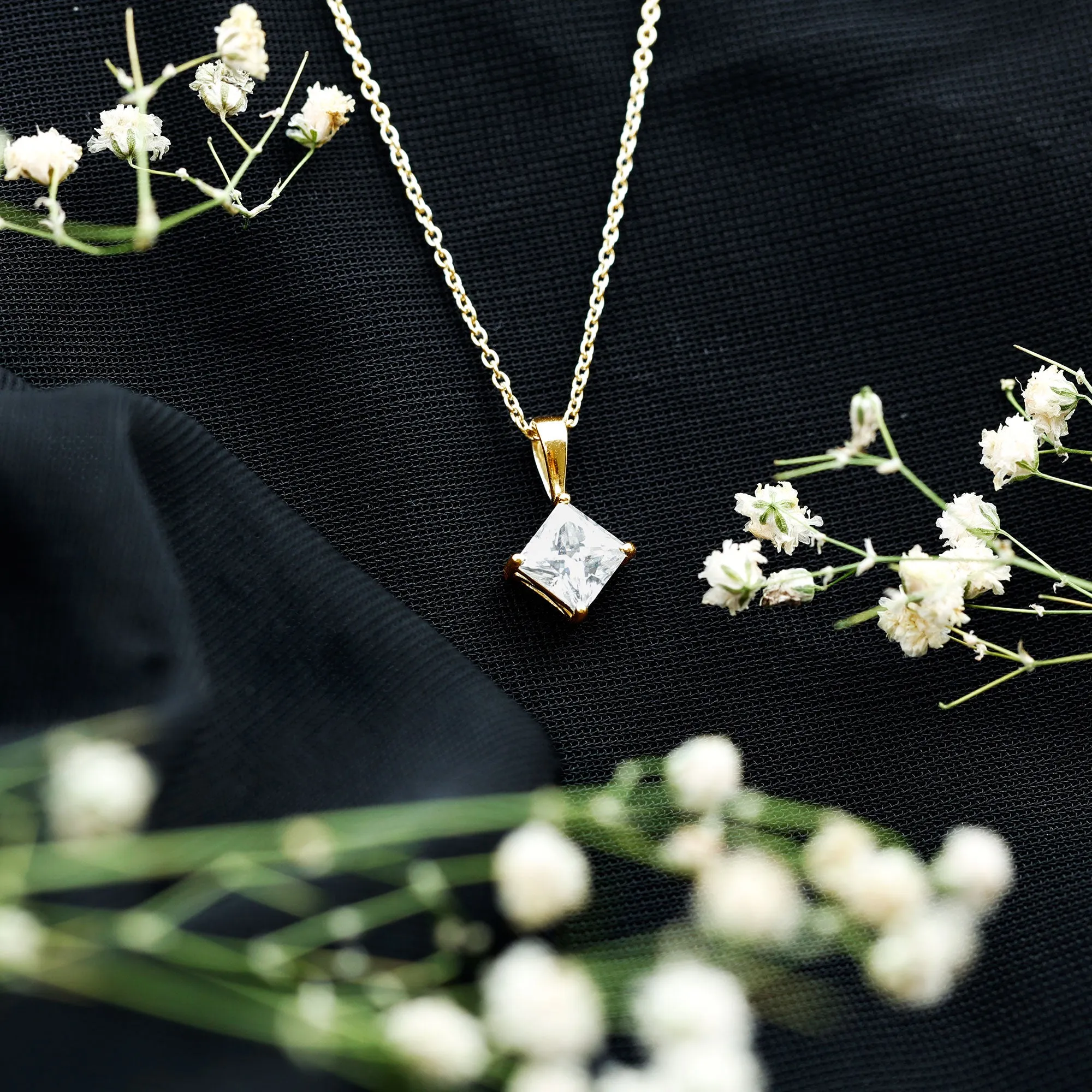 1 CT Princess Cut Moissanite Solitaire Pendant Necklace For Women