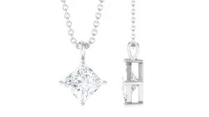 1 CT Princess Cut Moissanite Solitaire Pendant Necklace For Women
