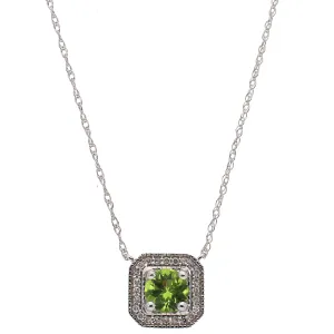 10K White Gold Peridot & Diamond Station Necklace