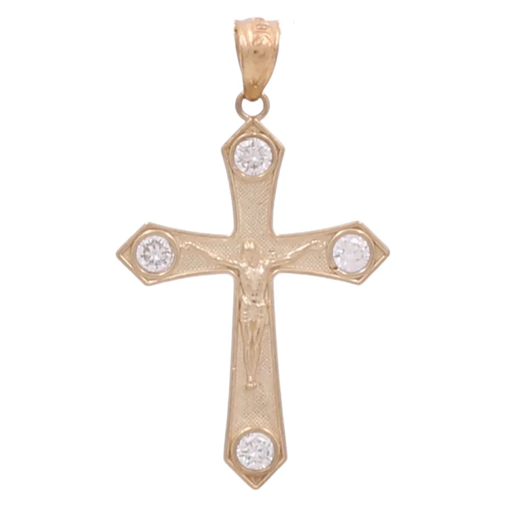 10K Yellow Gold Jesus Christ Pendant with Zirconias