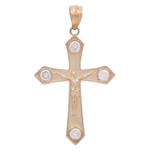 10K Yellow Gold Jesus Christ Pendant with Zirconias