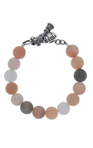 10mm Assorted Moonstone Round Bead Bracelet w/ Silver Clasp