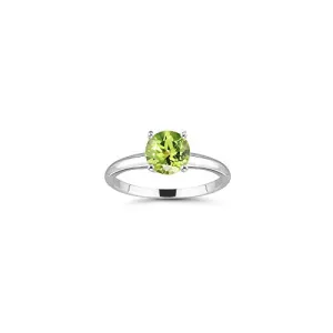 1/2 (0.46-0.55) Ct 5 mm AAA Round Peridot Solitaire Ring Four-Prong Set- 14KW Gold