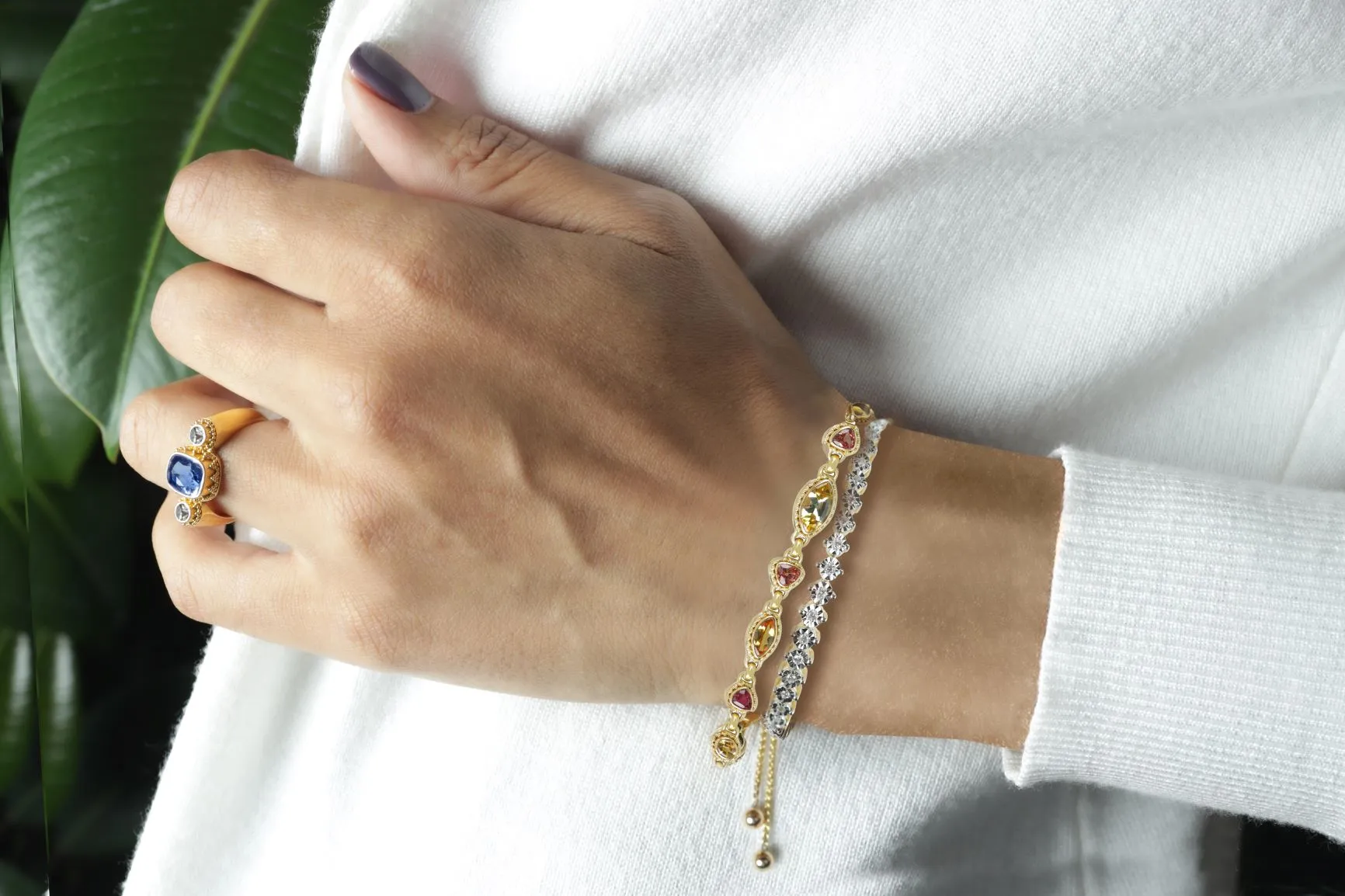 1/3 ctw Diamond Bolo Bracelet in Yellow Gold