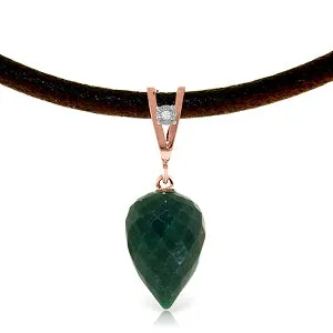 13.01 Carat 14K Solid Rose Gold Savoire Faire Emerald Necklace