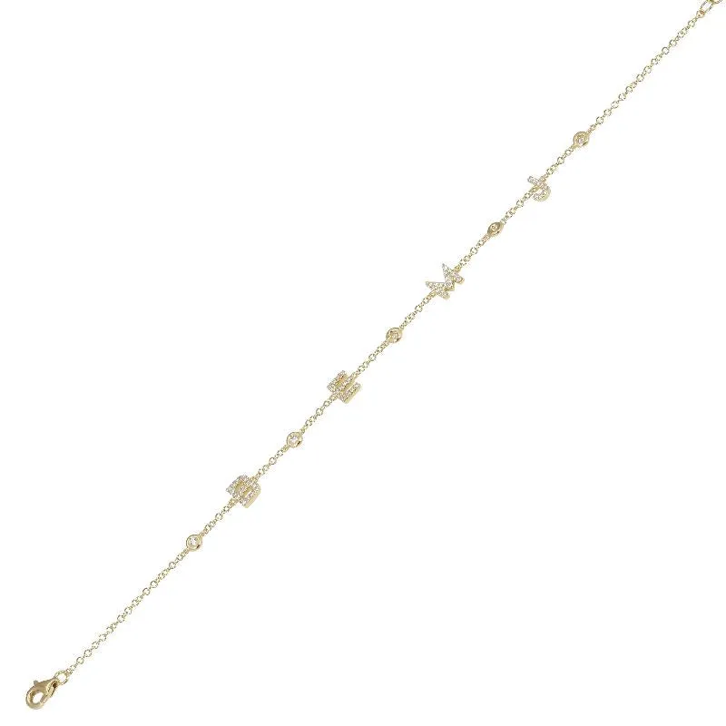 14K Diamond Personalized Intial & Diamond Bezel Bracelet (6.0mm)- Customize yours!