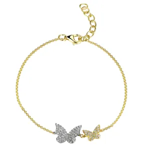 14k Gold & Diamond Double Butterfly Bracelet - 0.21ct