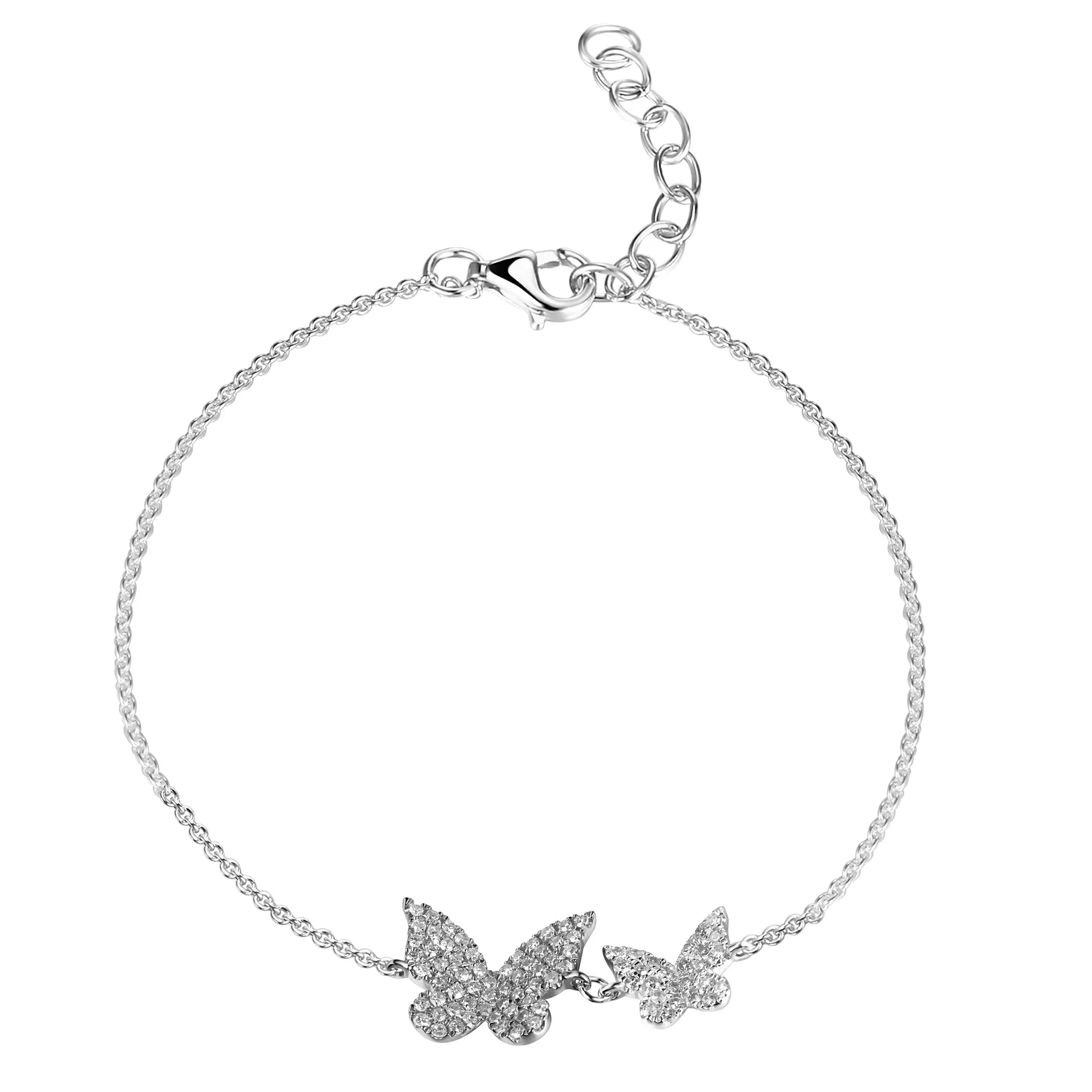 14k Gold & Diamond Double Butterfly Bracelet - 0.21ct