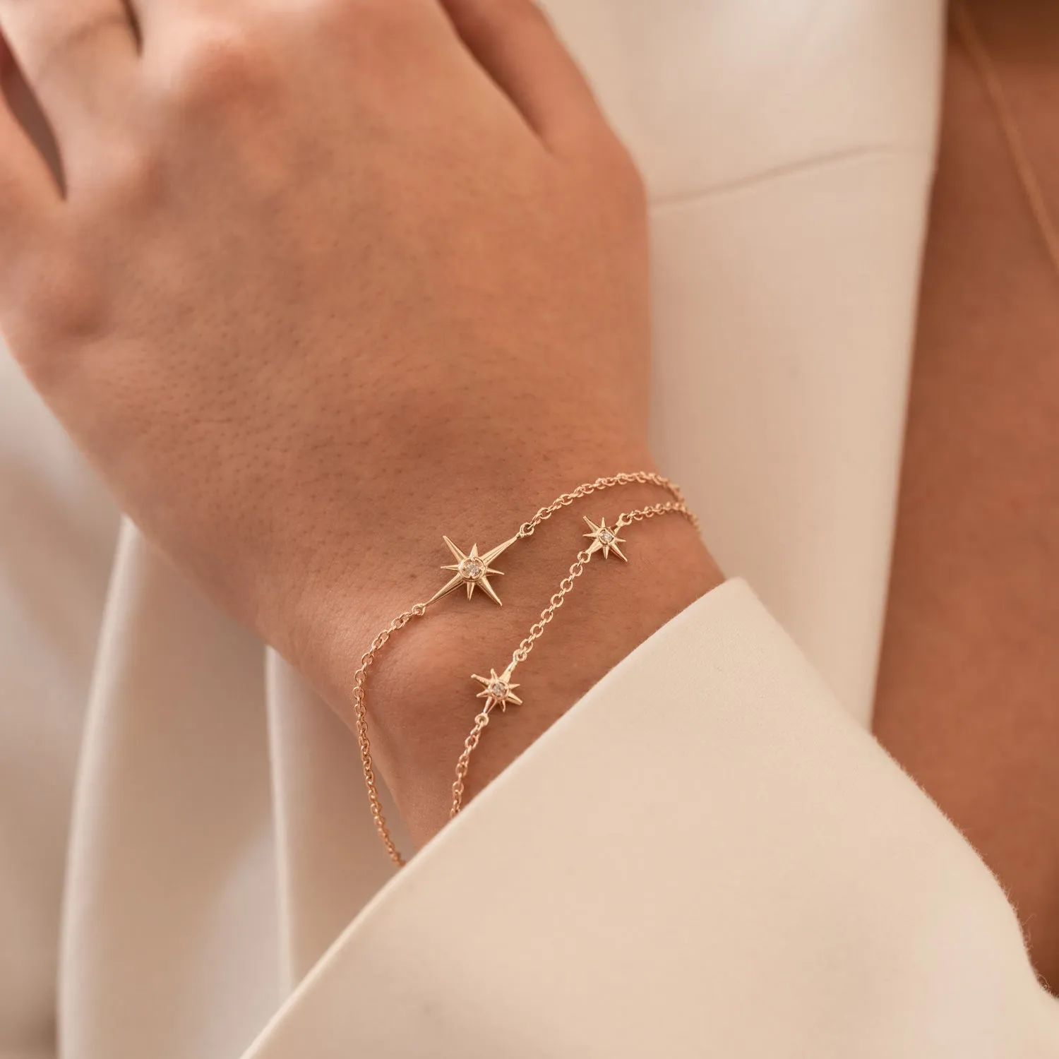 14k Gold & Diamond Five Star Bracelet
