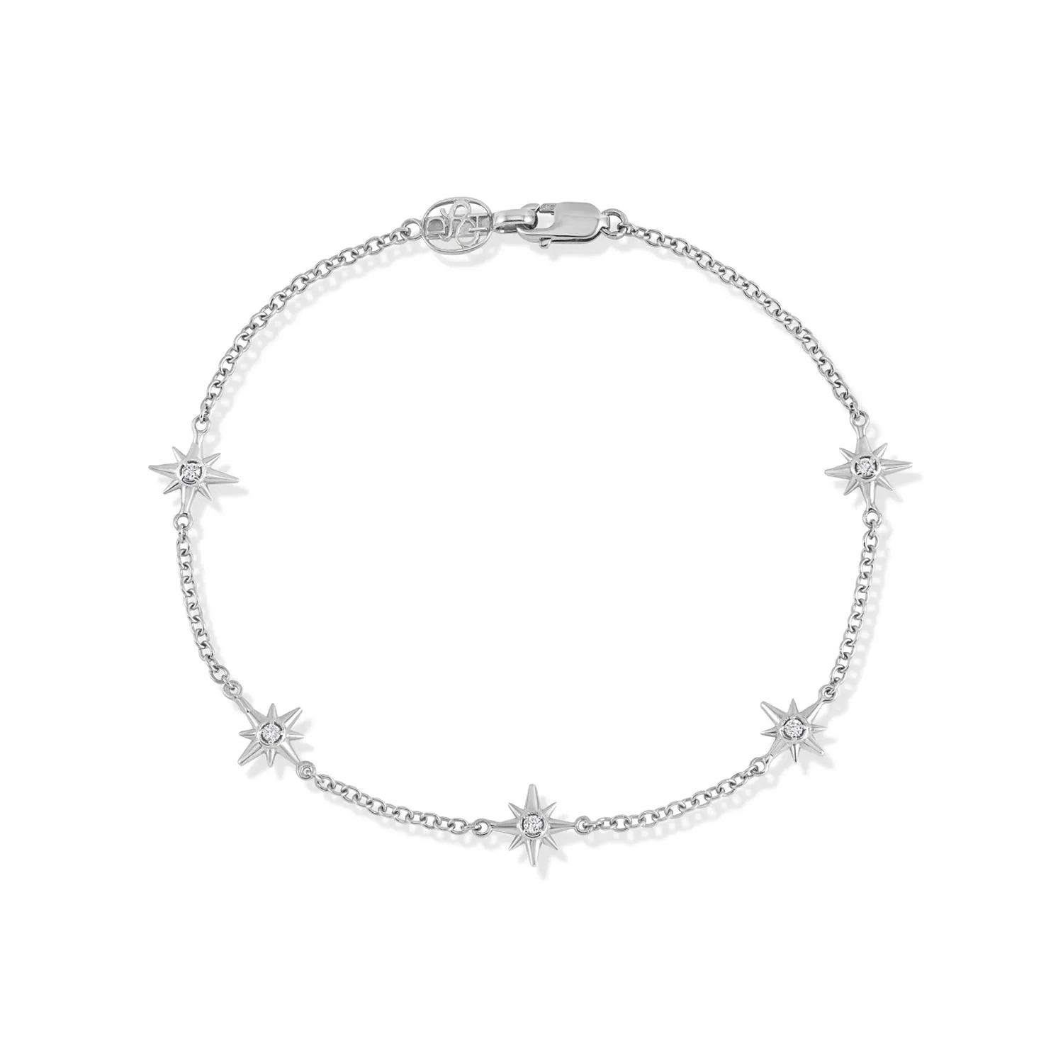 14k Gold & Diamond Five Star Bracelet