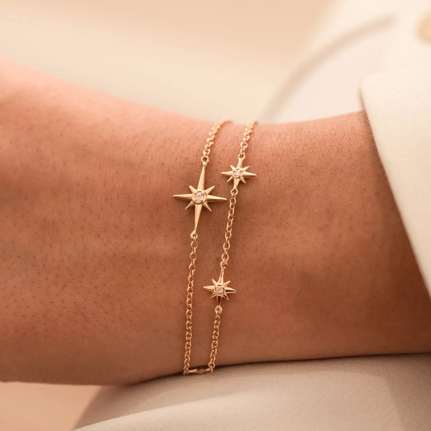 14k Gold & Diamond Five Star Bracelet
