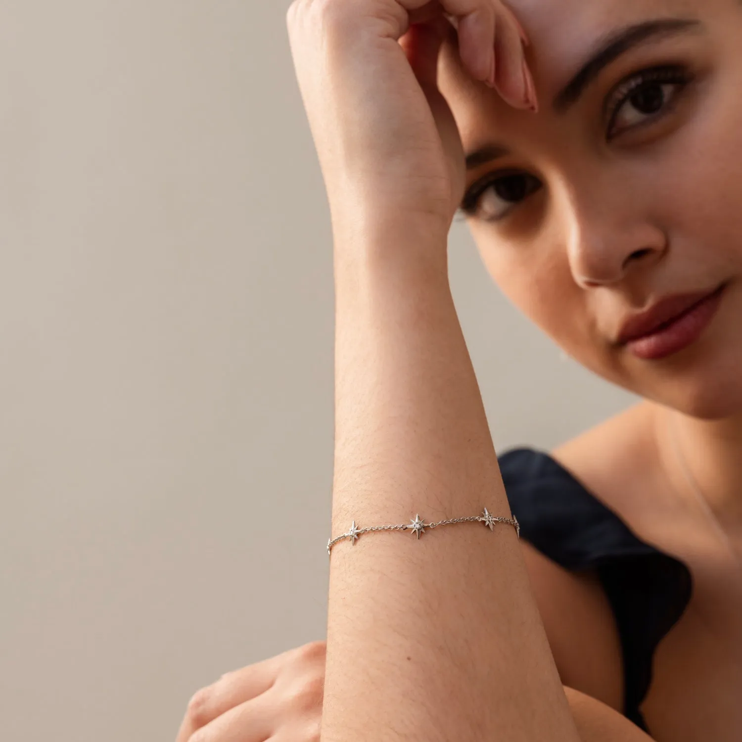 14k Gold & Diamond Five Star Bracelet
