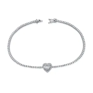 14k Gold & Diamond Heart Tennis Bracelet- 1.61 ct.