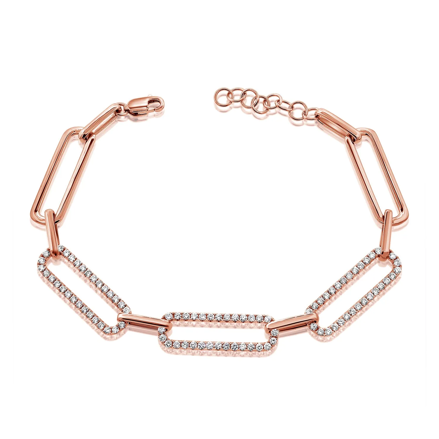 14k Gold & Diamond Link Bracelet- 1.11 ct.