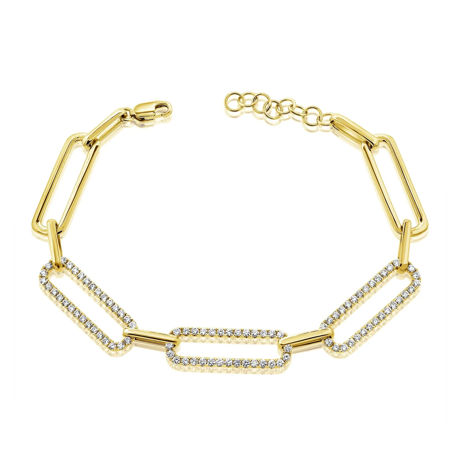 14k Gold & Diamond Link Bracelet- 1.11 ct.