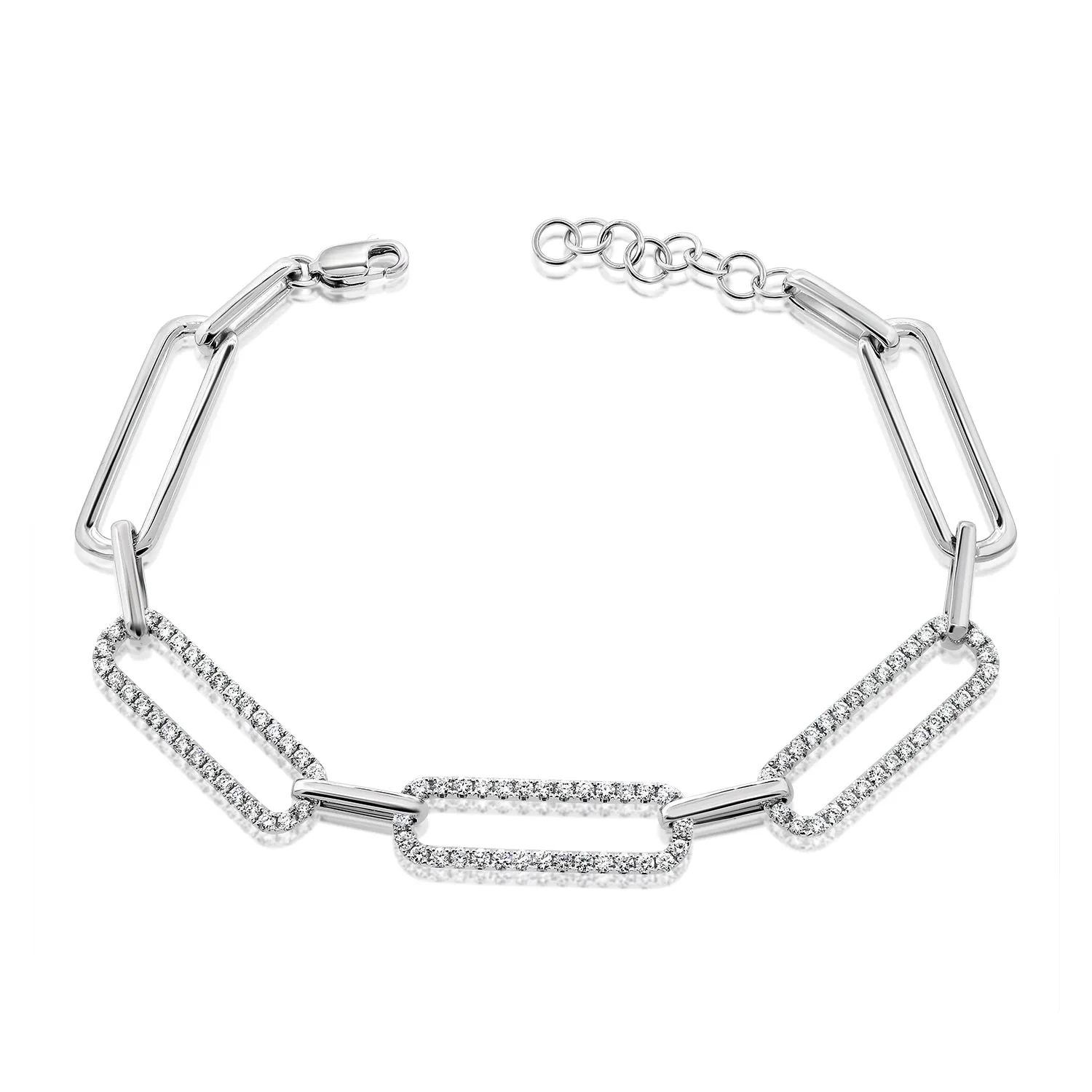14k Gold & Diamond Link Bracelet- 1.11 ct.