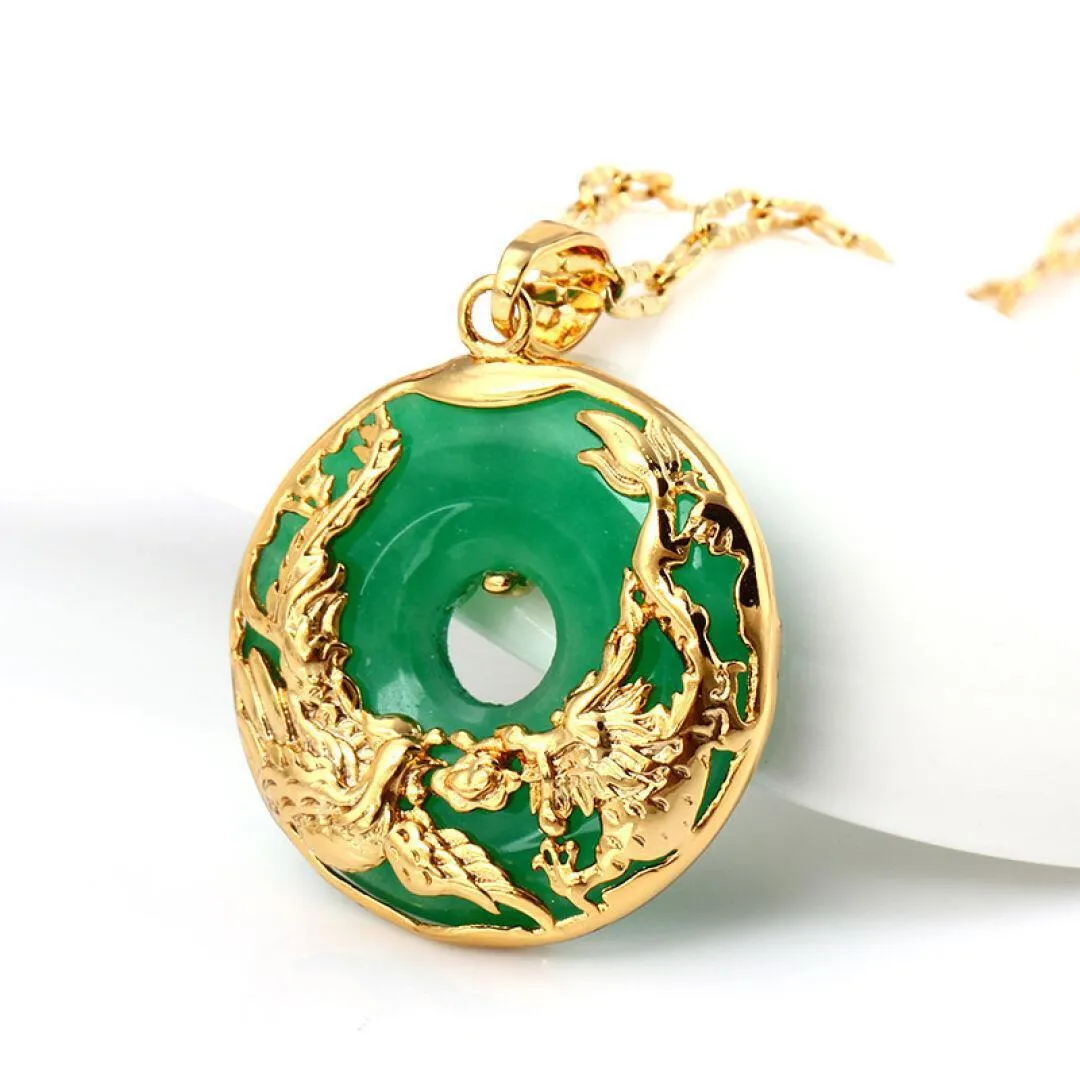 14K Gold Necklace Emerald Pendants