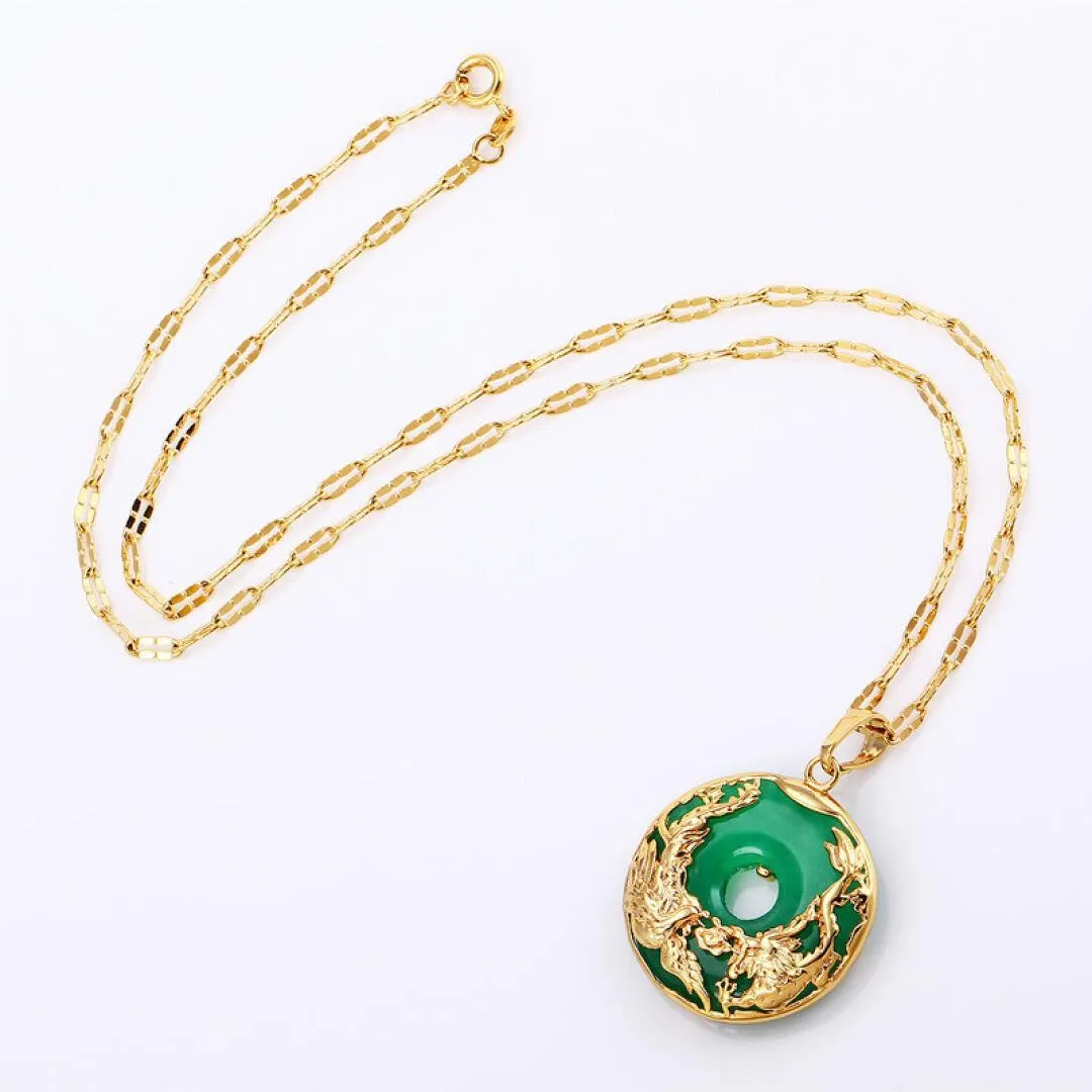 14K Gold Necklace Emerald Pendants