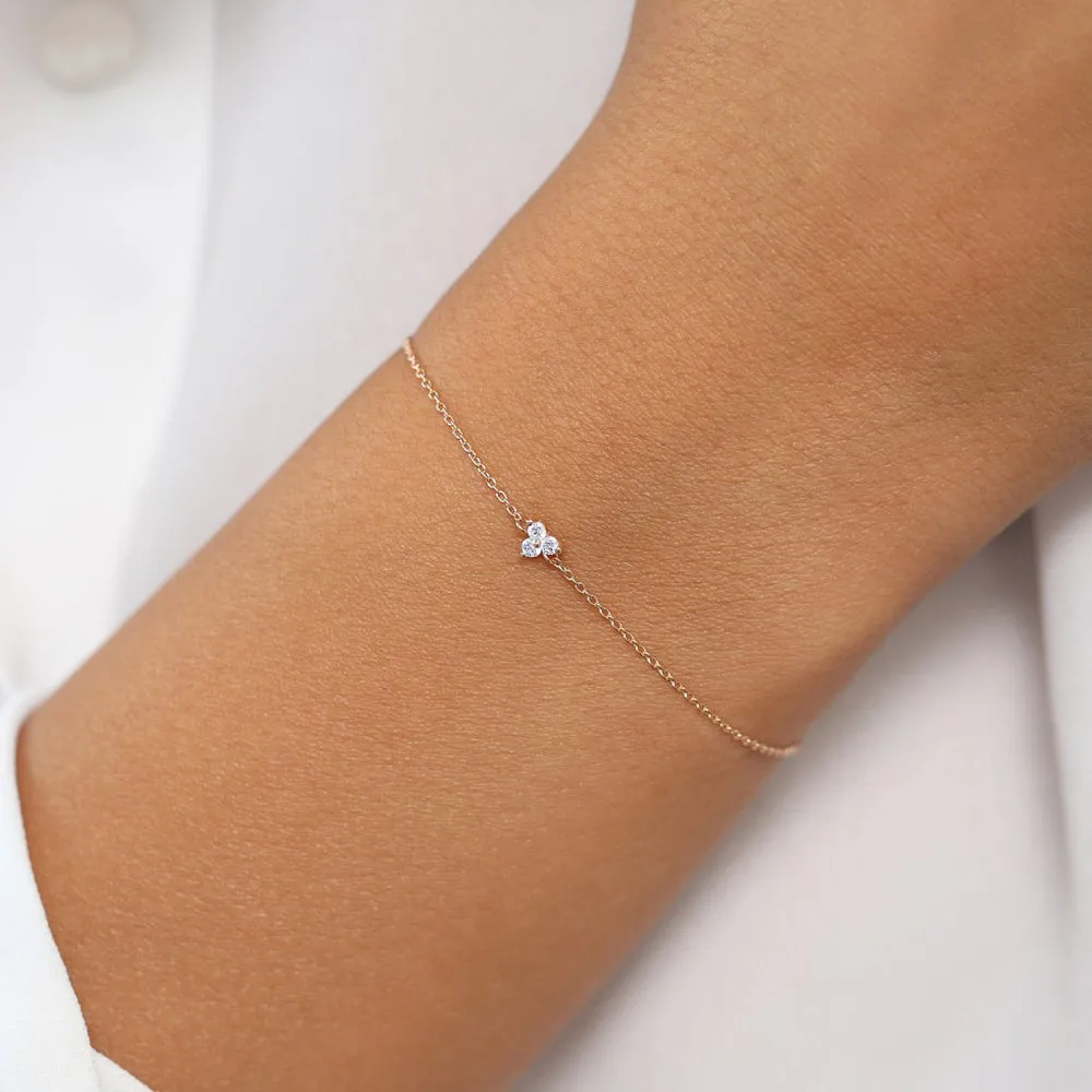 14K Gold Three Diamond Floating Bracelet