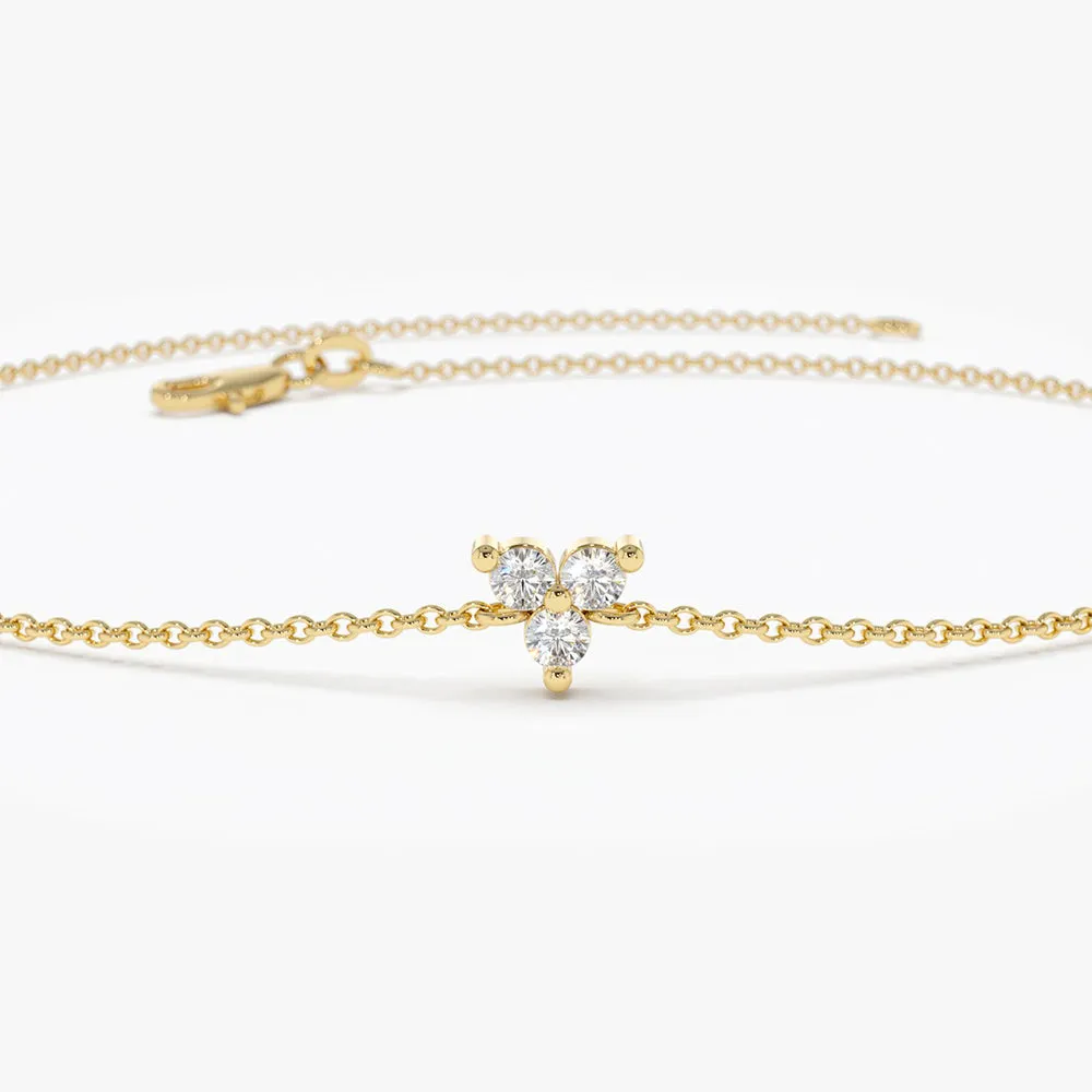 14K Gold Three Diamond Floating Bracelet