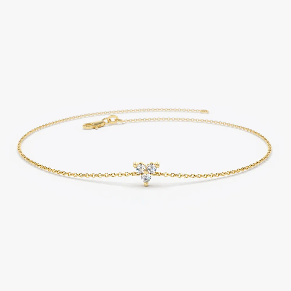 14K Gold Three Diamond Floating Bracelet