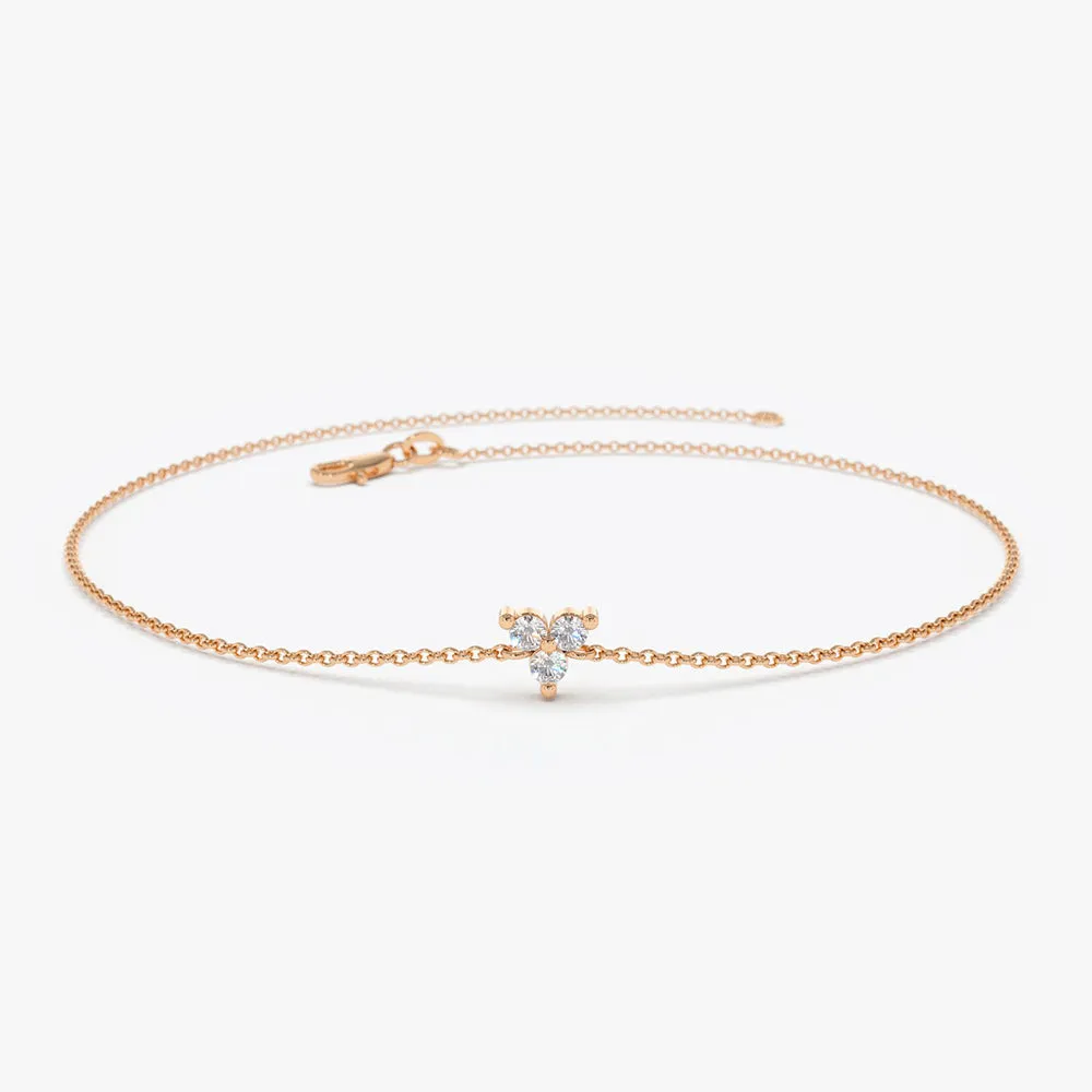 14K Gold Three Diamond Floating Bracelet