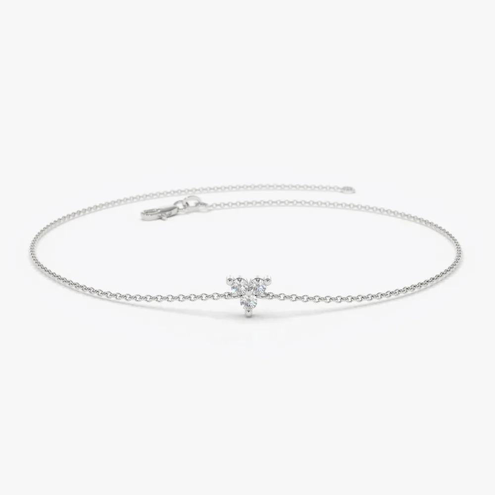 14K Gold Three Diamond Floating Bracelet