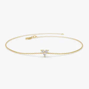 14K Gold Three Diamond Floating Bracelet