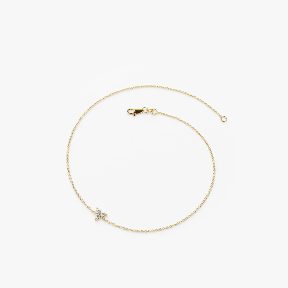 14K Gold Three Diamond Floating Bracelet