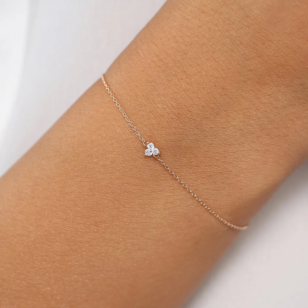 14K Gold Three Diamond Floating Bracelet