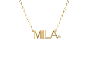 14k Name On A Link Chain With Birthstone