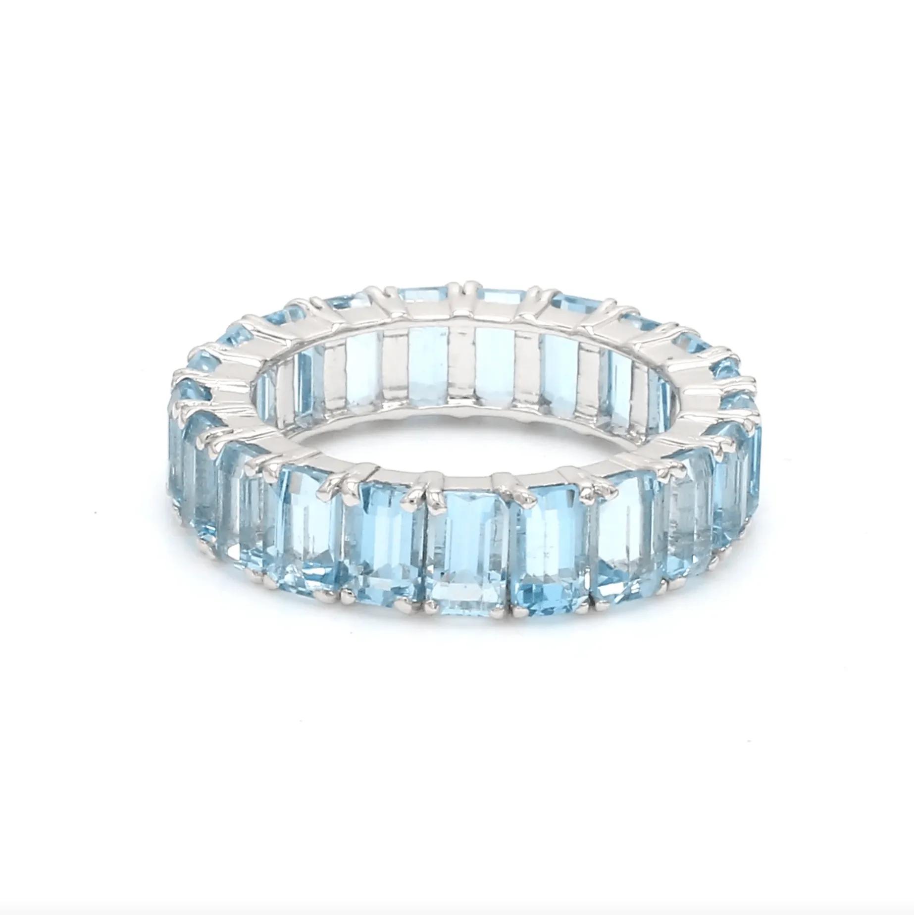 14K or 18K Gold Aquamarine Eternity Band