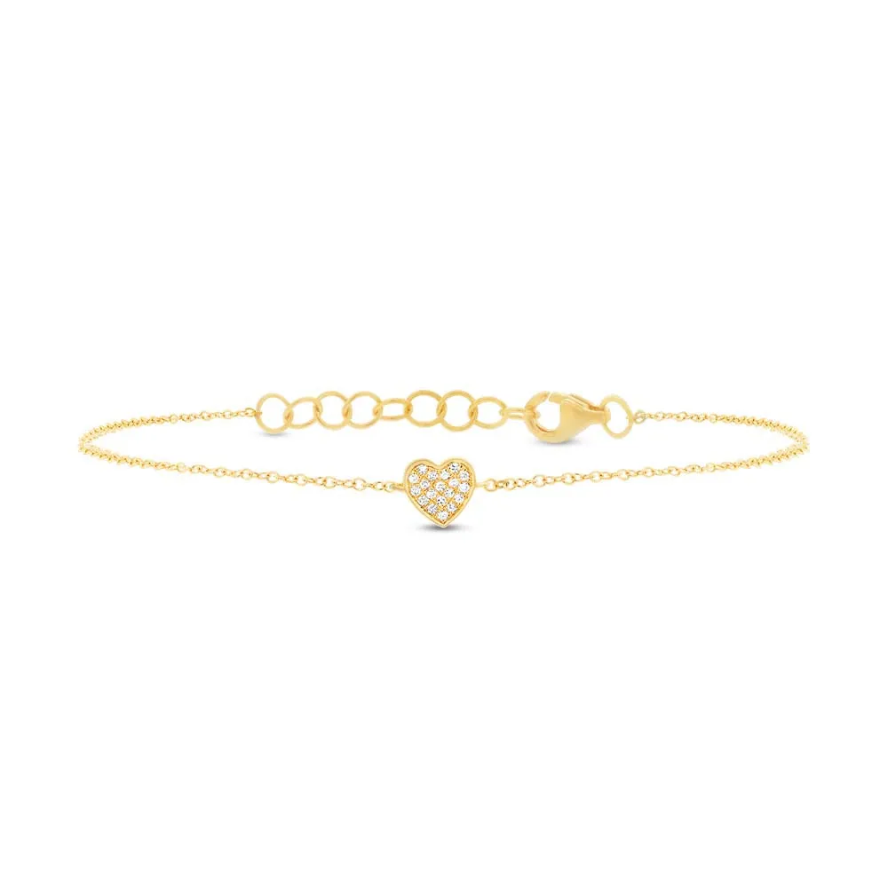 14K Rose Gold Diamond Heart Bracelet