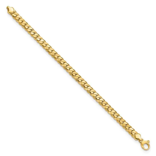 14k Satin and Polished 6.5mm Fancy Link Bracelet