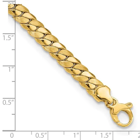 14k Satin and Polished 6.5mm Fancy Link Bracelet