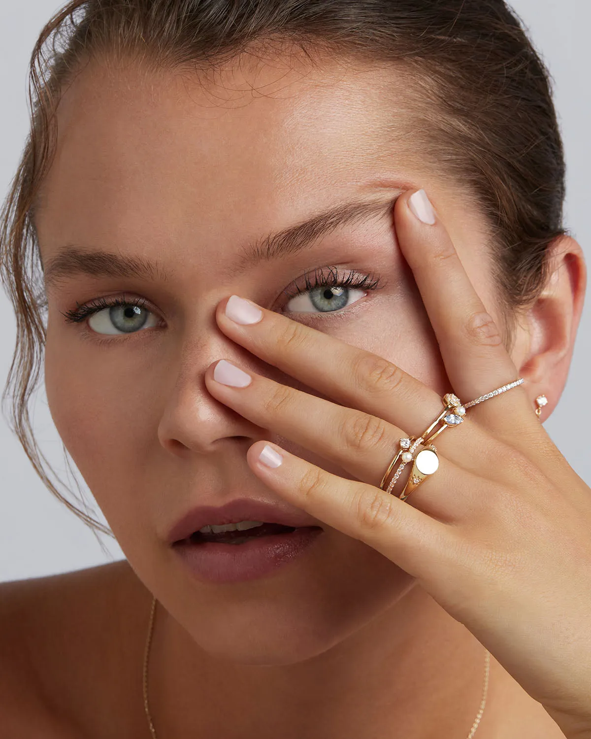 14k Solid Gold Lotus Diamond Signet Ring