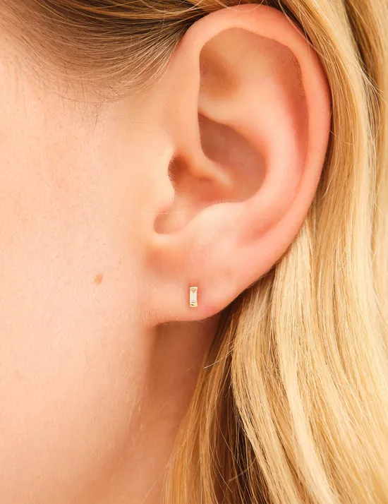 14K Solid Gold Vivien Baguette Diamond Studs