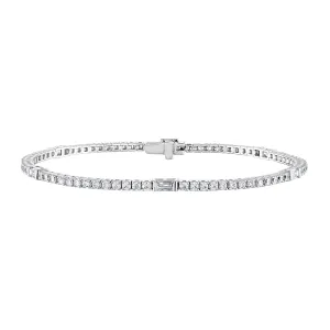 14K White Gold Diamond & Baguette Station Tennis Bracelet
