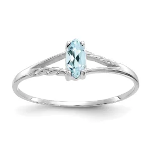 14k White Gold Polished Aquamarine Birthstone Ring