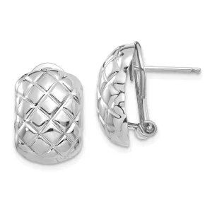 14k White Gold Quilted Omega Back Post Earrings