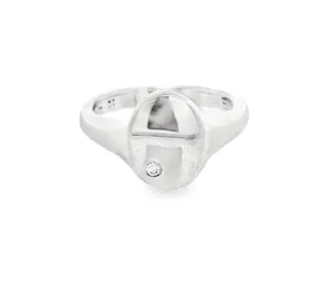 14K White Gold Signet Fashion Ring