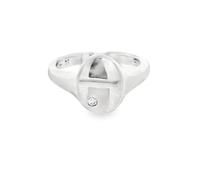 14K White Gold Signet Fashion Ring